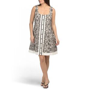 ADELYN RAE Ivory/black Kya Floral Embroidered Mini Dress